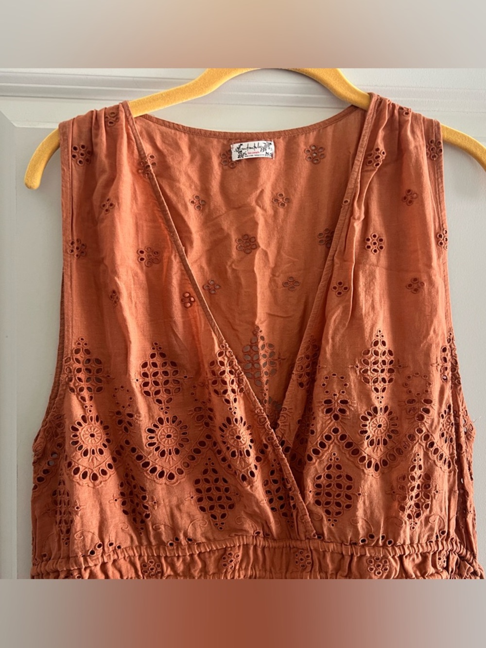 🧡 Intimately Free People Sun’s Out Eyelet Jumpsuit ✨ Boho Wide-Leg Size S - Picture 5 of 5